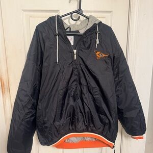 STARTER Vintage Orioles Black Hooded Jacket  with Orange Accents